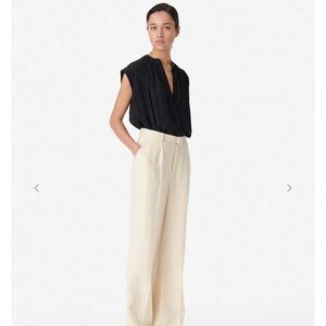 Vanessa Bruno Cyrano Wide Leg Cotton-Linen Pants Trousers Size: 44 (US Size: 12)